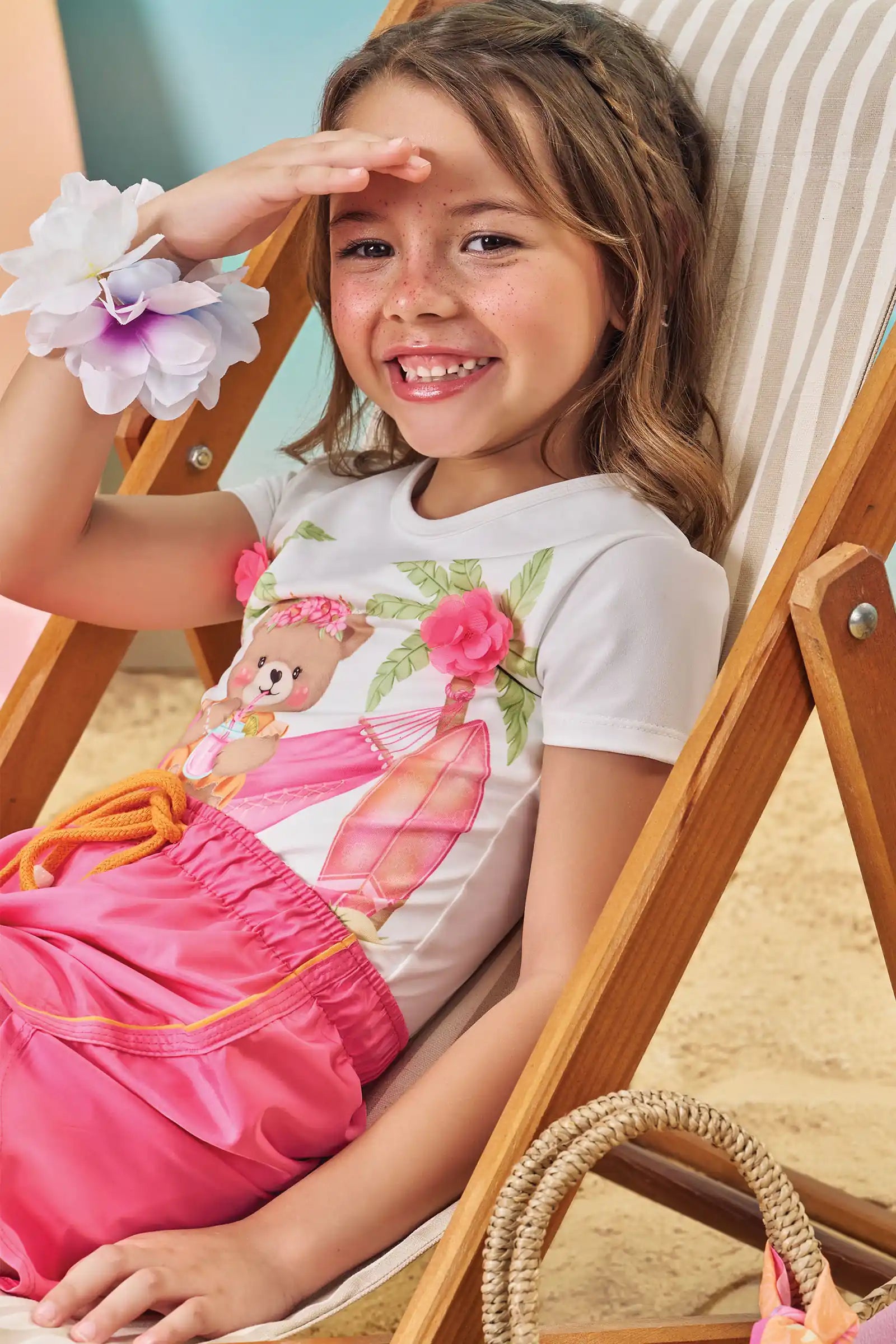 Conjunto de Blusa em Malha UV e Short em Nylon 83993 Kukiê