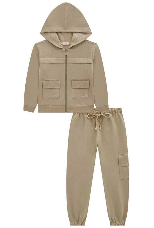 Conjunto de Blusão e Calça em Moletom com Pelúcia 81046 Kukiê