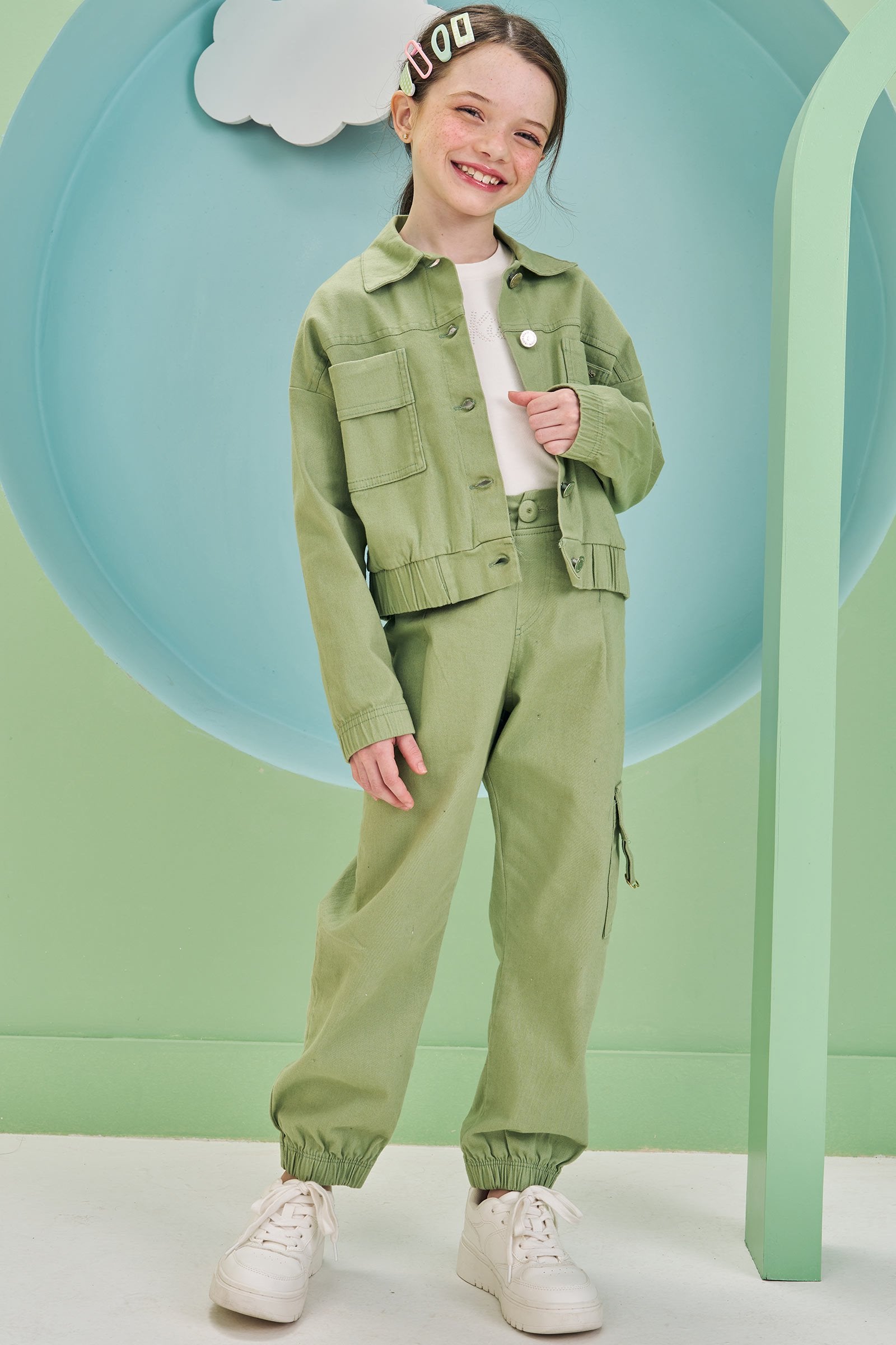 Calça Cargo em Sarja com Elastano 79168 Kukiê