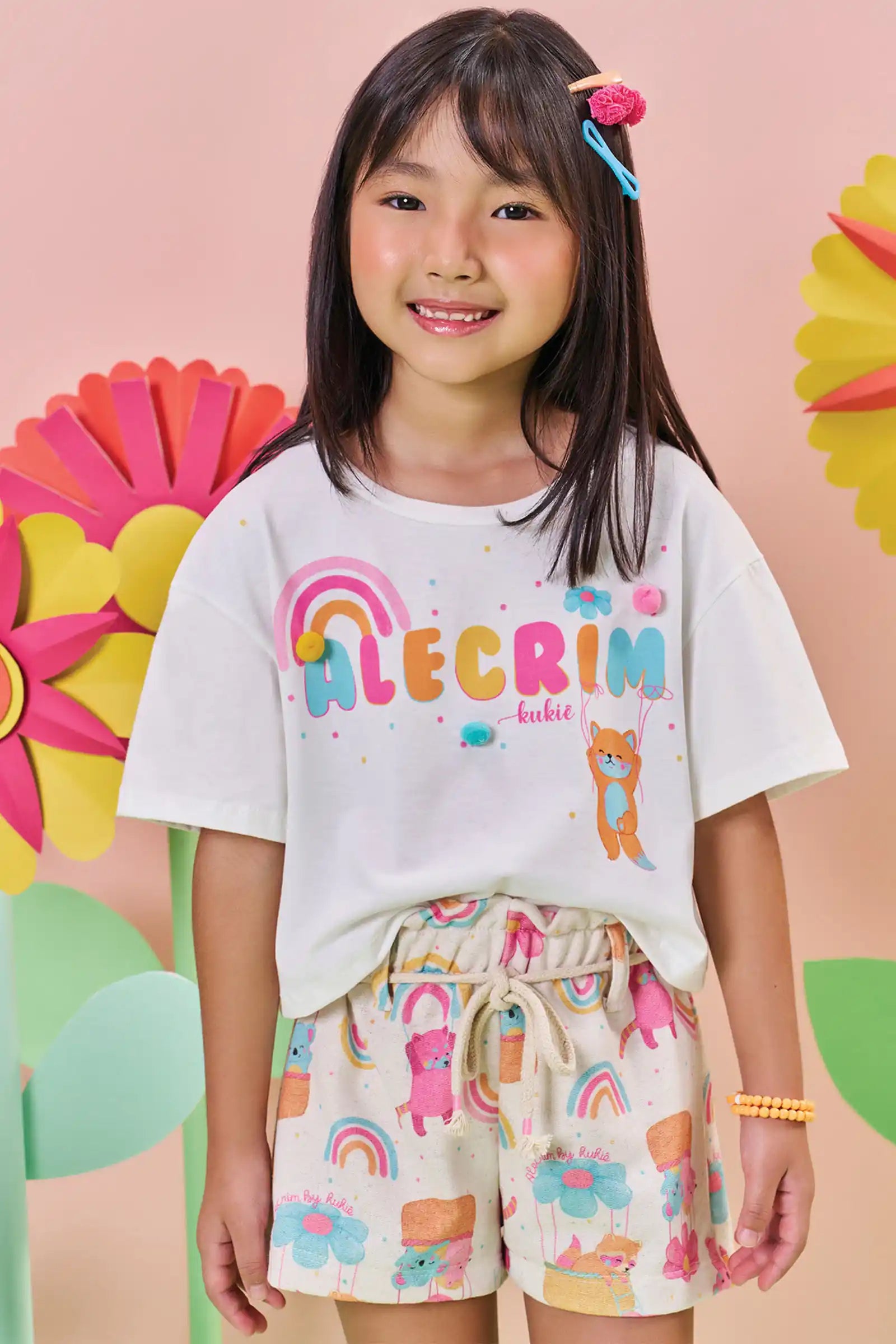 Conjunto de Boxy Over em Meia Malha e Shorts em Moletom Linho 84529 Kukiê