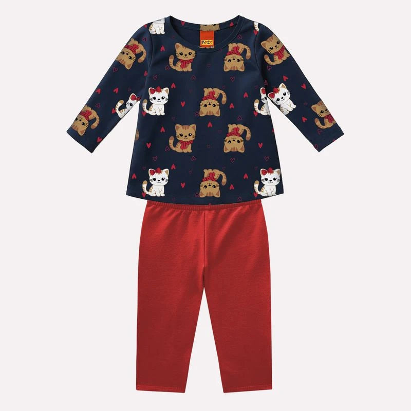 Conjunto Infantil Menina Gatos Kyly