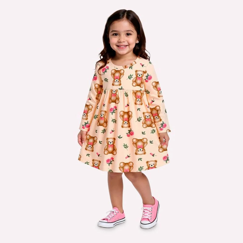 Vestido Infantil Menina Ursinho Kyly
