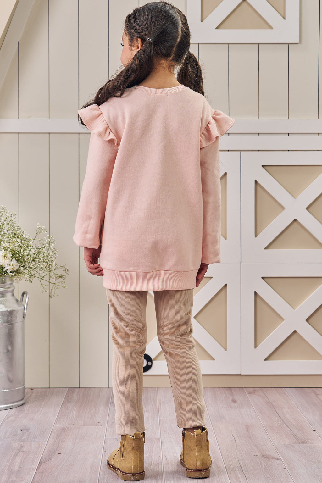 Conjunto de Blusão Alongado em Moletom e Calça Legging em Fleece Cotelê com Elastano 80412 Kukiê