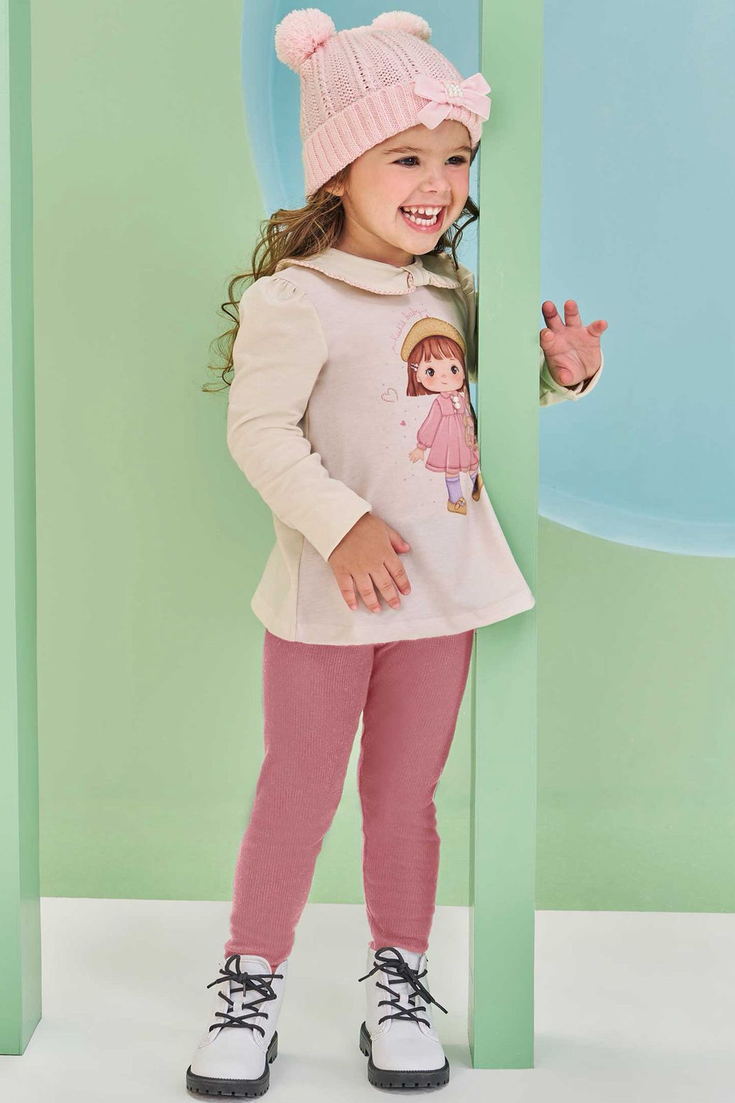 Conjunto de Bata em Cotton e Calça Legging em Canelado 80622 Kukiê