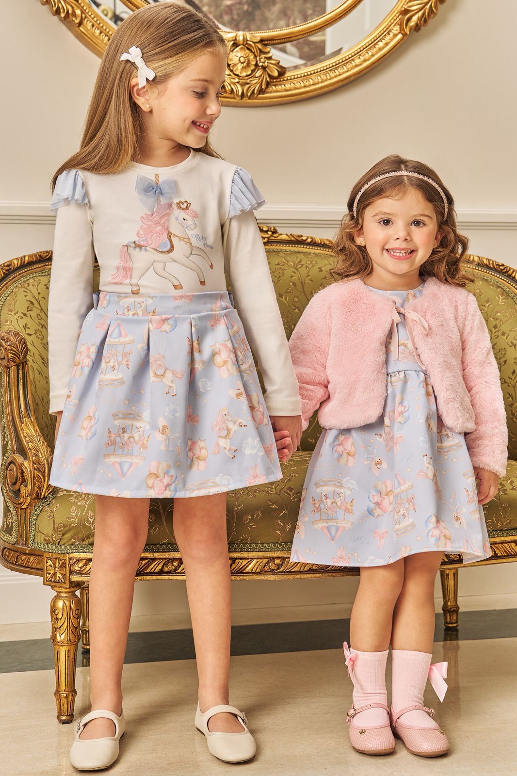 Vestido em Super Cetim e Bolero em Pelo Liso 79688 Kukiê