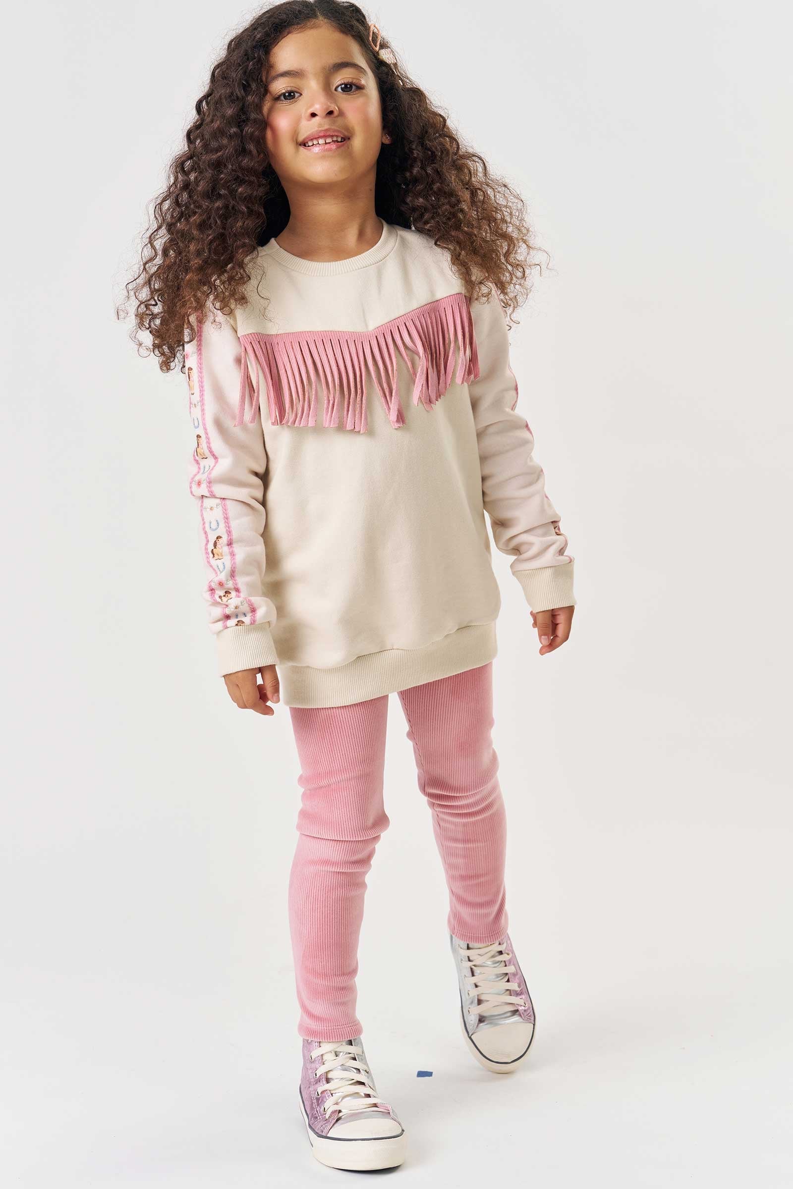 Conjunto de Blusão Alongado em Moletom e Calça Legging em Flaace Cotelê com elastano 80483  Kukiê