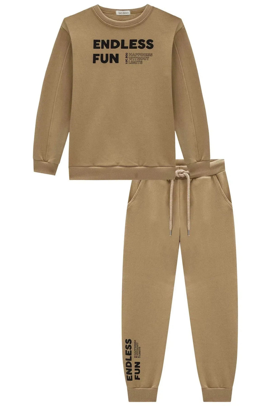 Conjunto de Blusão e Calça Jogger em Moletom com Pelúcia 79920 LucBoo