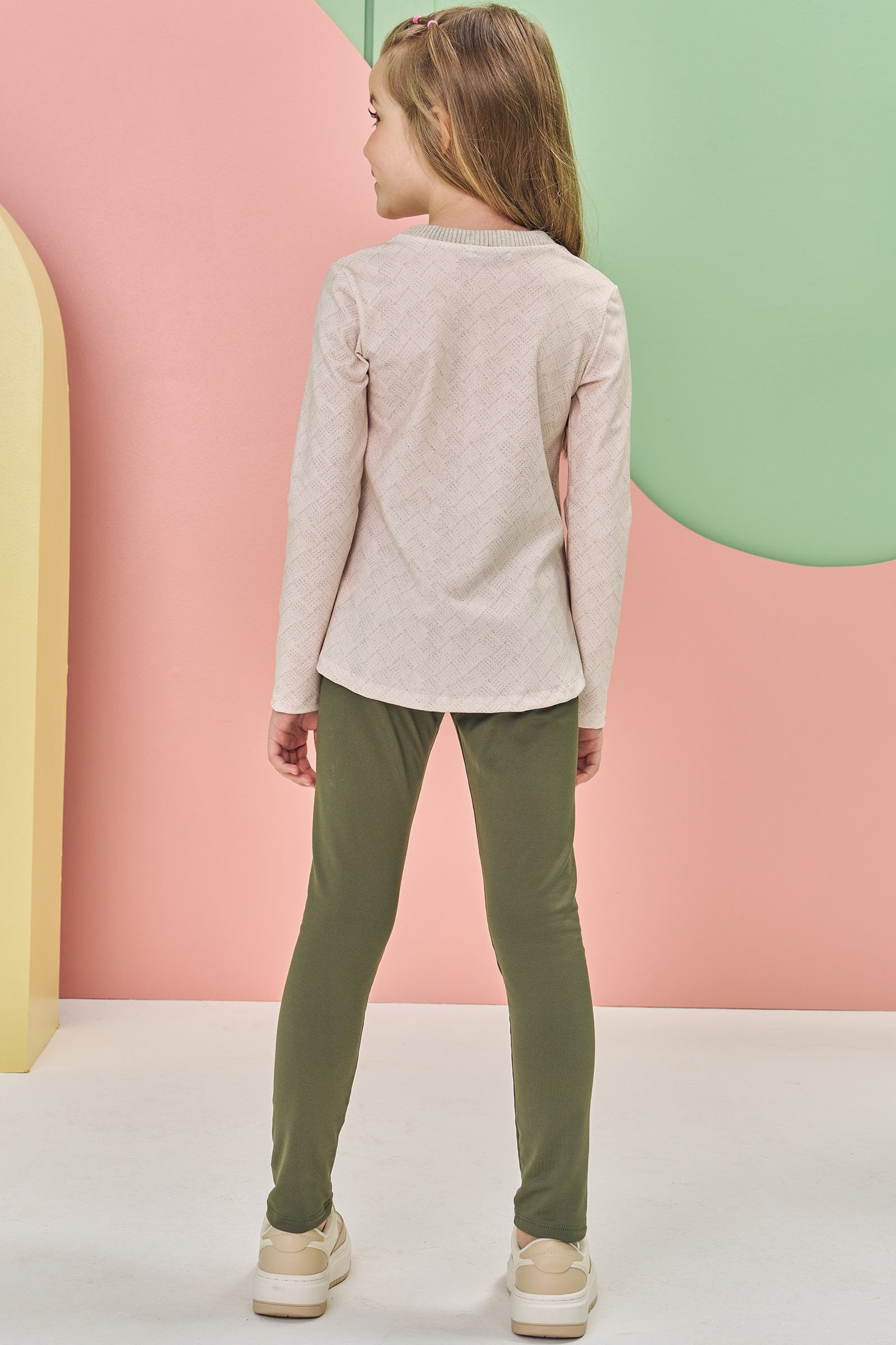 Conjunto de Blusa Alongada em Malha Power e Calça Legging em Termoskin 80405 Kukiê