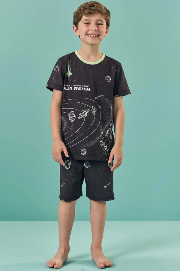 Pijama Camiseta e Bermuda em Malha Comfy 85521 LucBoo