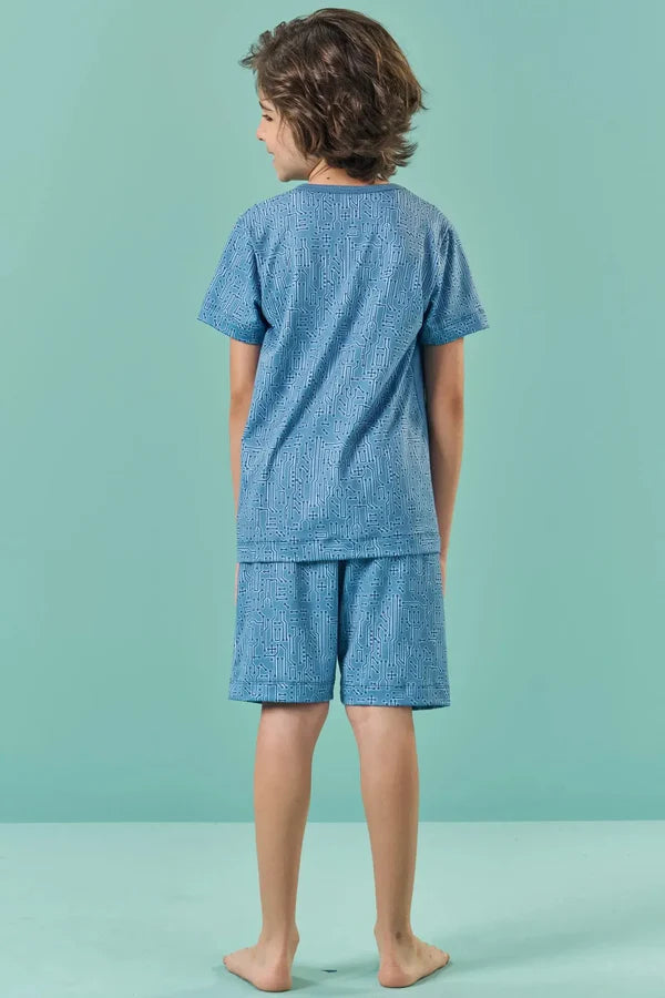 Pijama com Camiseta e Bermuda em Malha Comfy 85518 LucBoo