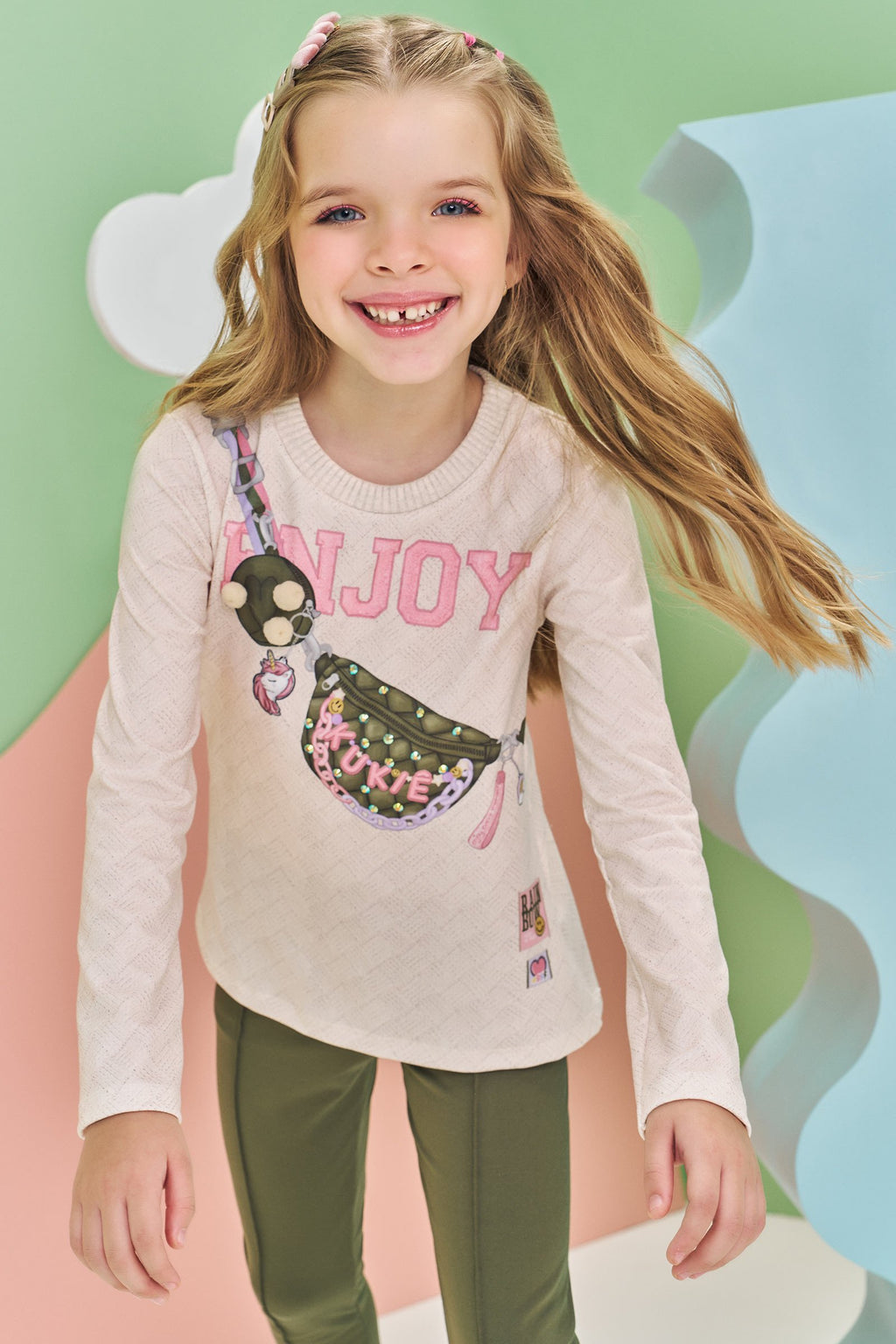 Conjunto de Blusa Alongada em Malha Power e Calça Legging em Termoskin 80405 Kukiê