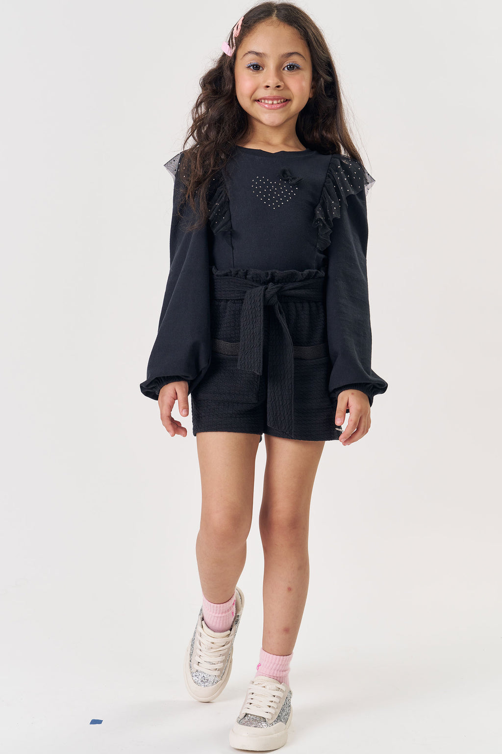 Conjunto de Blusa em Cotton e Shorts em Jacquard Soviello 81135 Kukiê