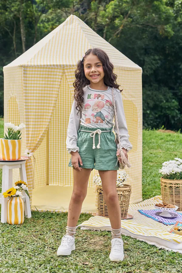 Conjunto de Blusa em Malha Power e Shorts em Malha Textura 89607 Kukiê