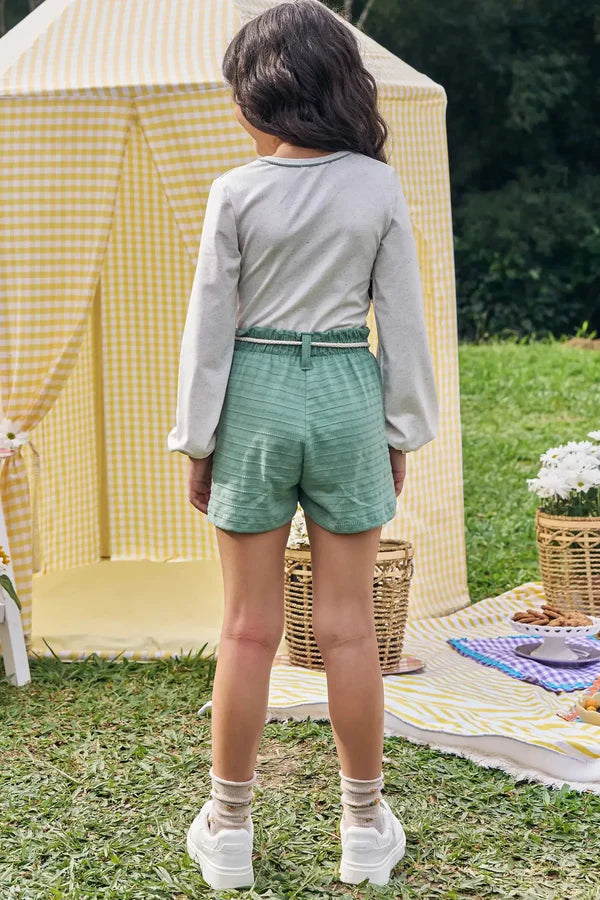 Conjunto de Blusa em Malha Power e Shorts em Malha Textura 89607 Kukiê