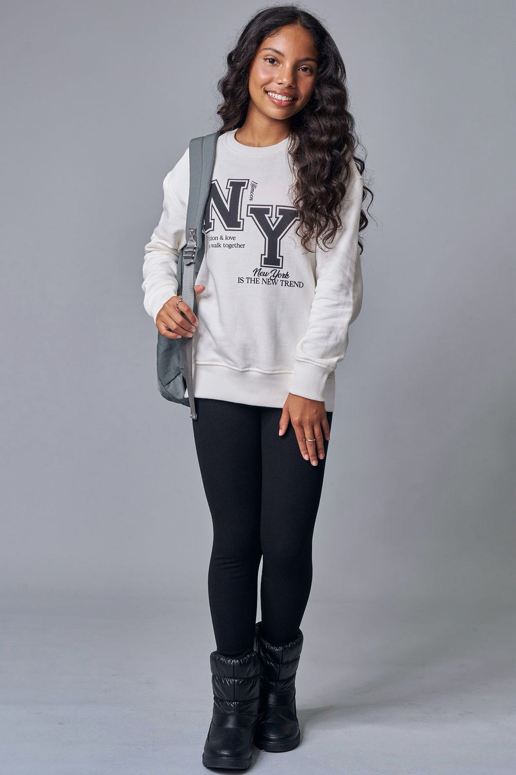 Conjunto de Blusão em Moletom com Pelúcia e Calça Legging em Canelado Soft 89204 Lilimoon Teen