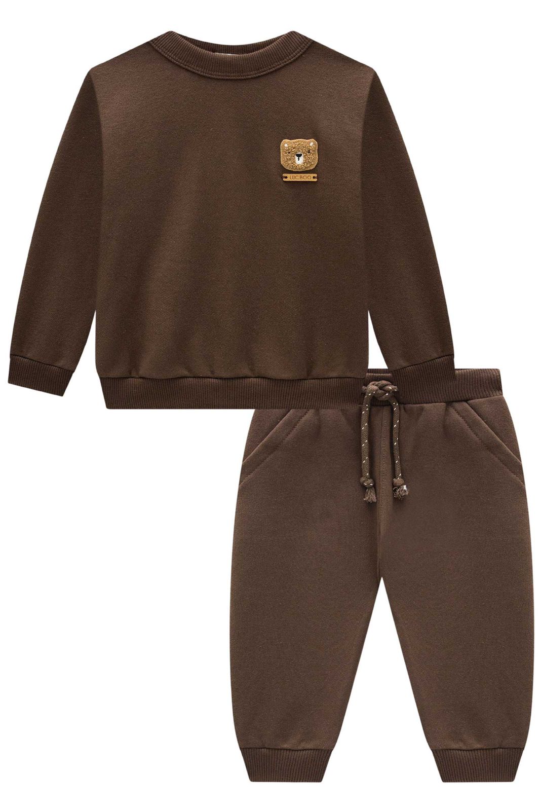 Conjunto de Blusão e Calça Jogger em Moletom com Pelúcia 89741 LucBoo Bebê