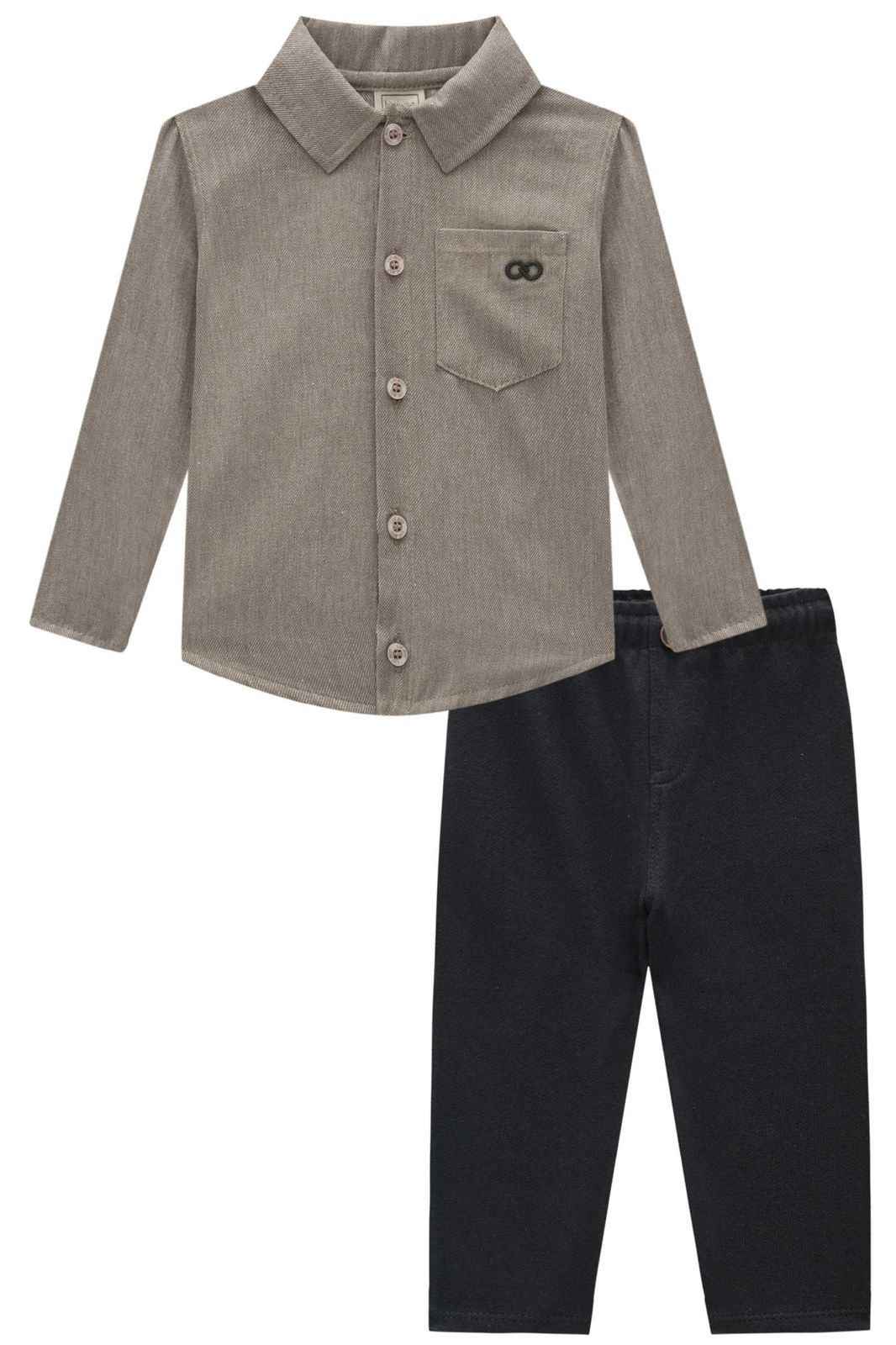 Conjunto de Camisa em Tecido Malibu e Calça Skinny em Moletwill com Elastano 90202 LucBoo Bebê