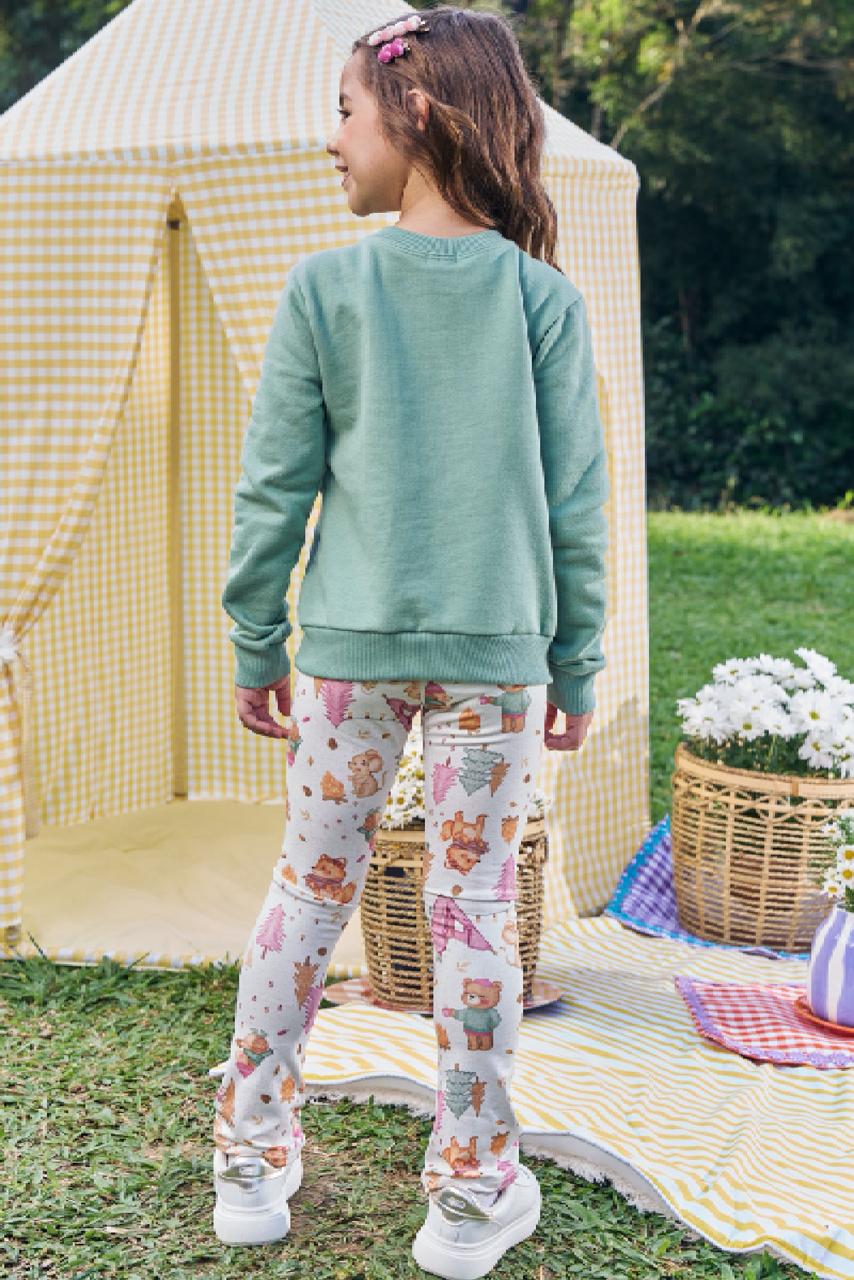 Conjunto de blusão em moletom com pelúcia e calça boot cut em termoskin peluciado  89598 Kukiê