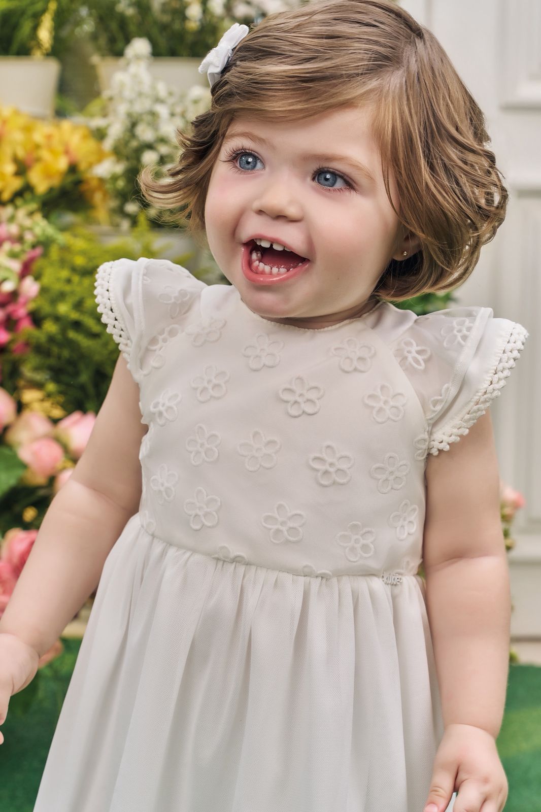 Vestido em Tule Flocado e Tule com Elastano 84274 Kukiê