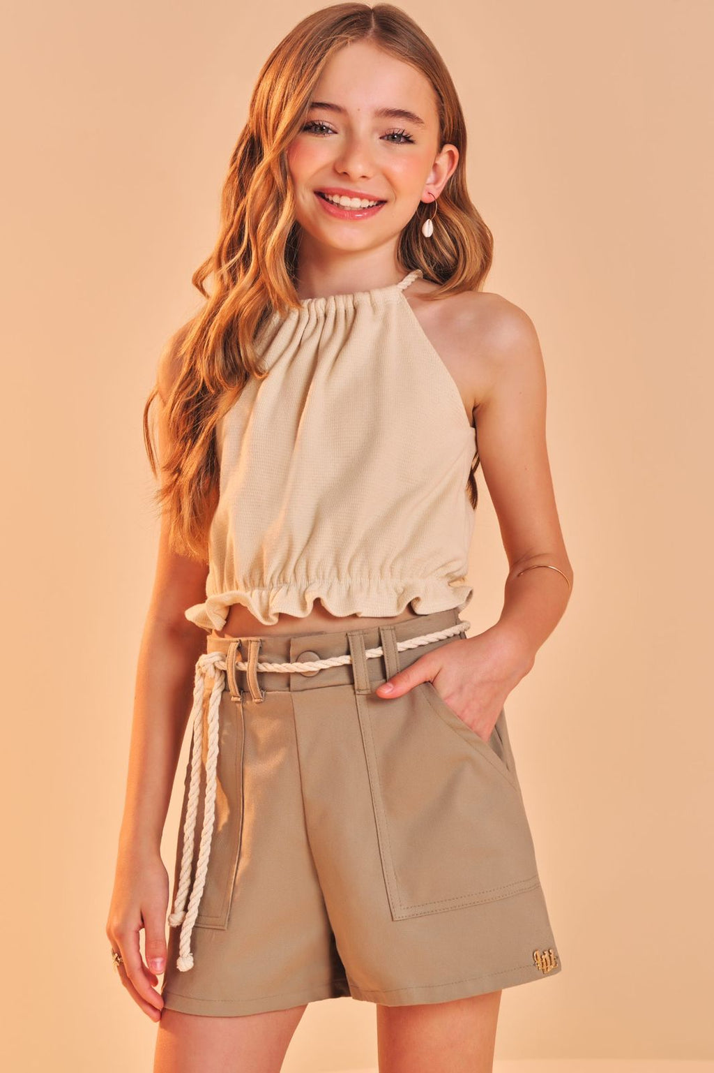 Conjunto de Blusa Cropped e Short 84477 Lilimoom Teen