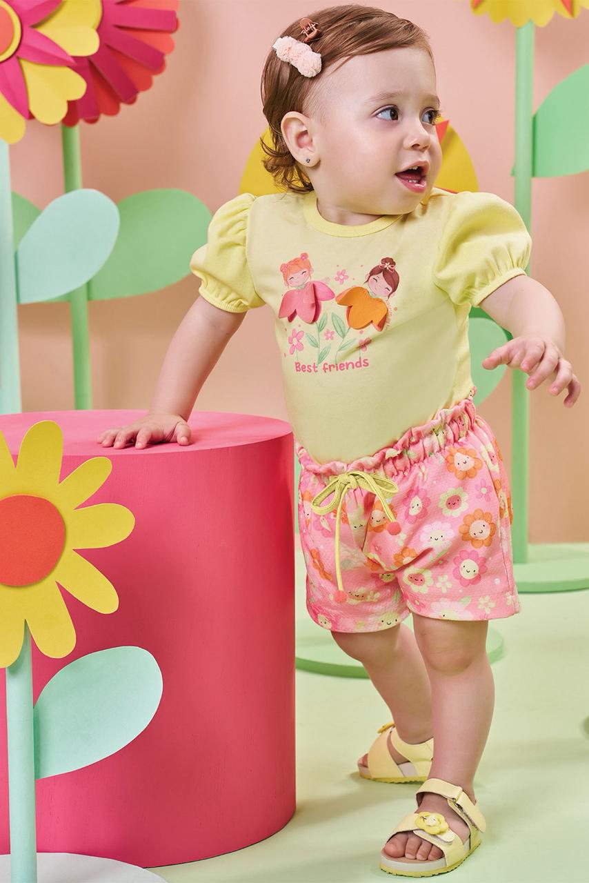 Conjunto de Body em Ribana e Shorts em Malha Favo 85096 Kukiê