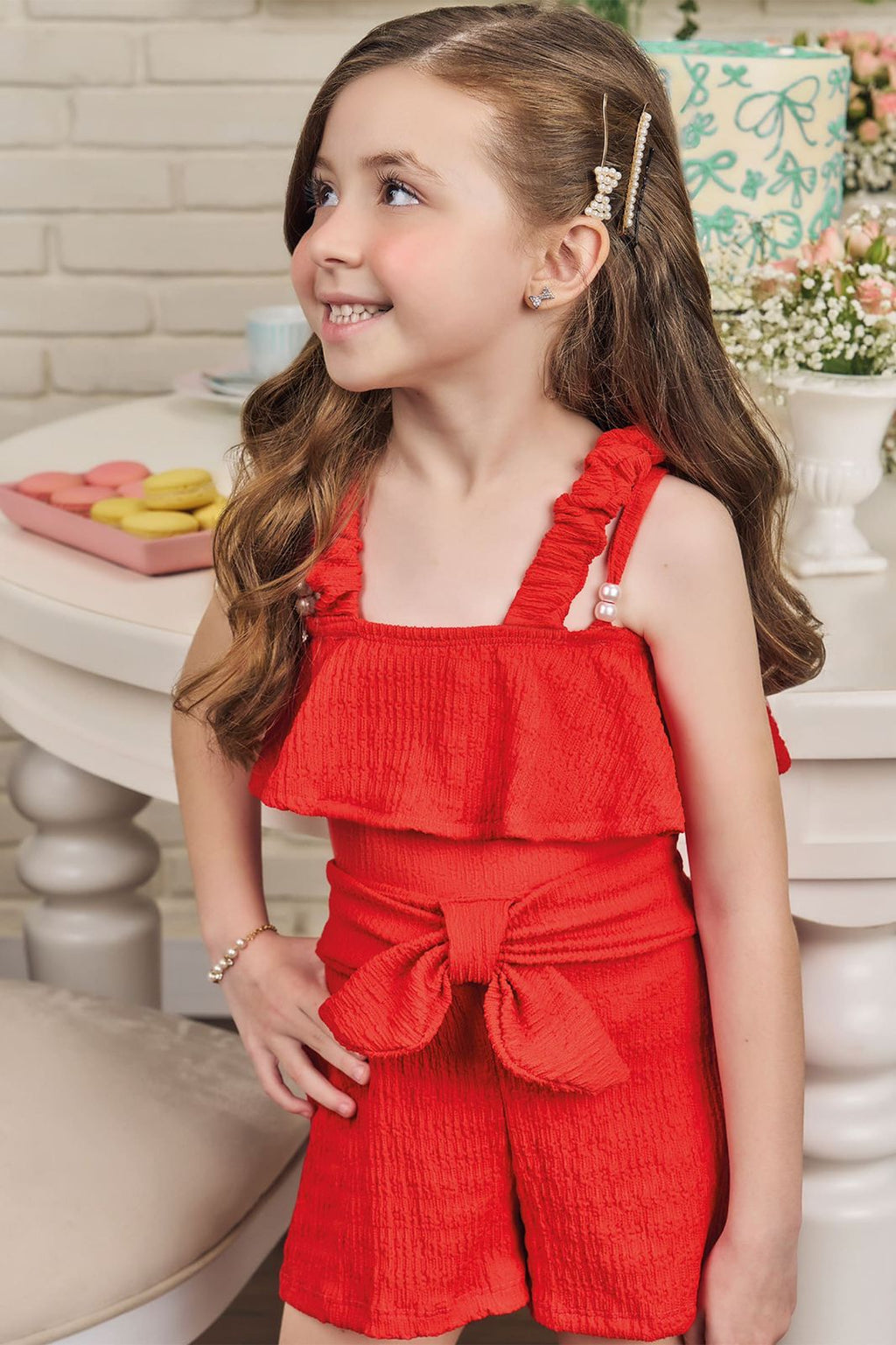 Conjunto de Blusa e Shorts em Malha Relevo 83418 Kukiê