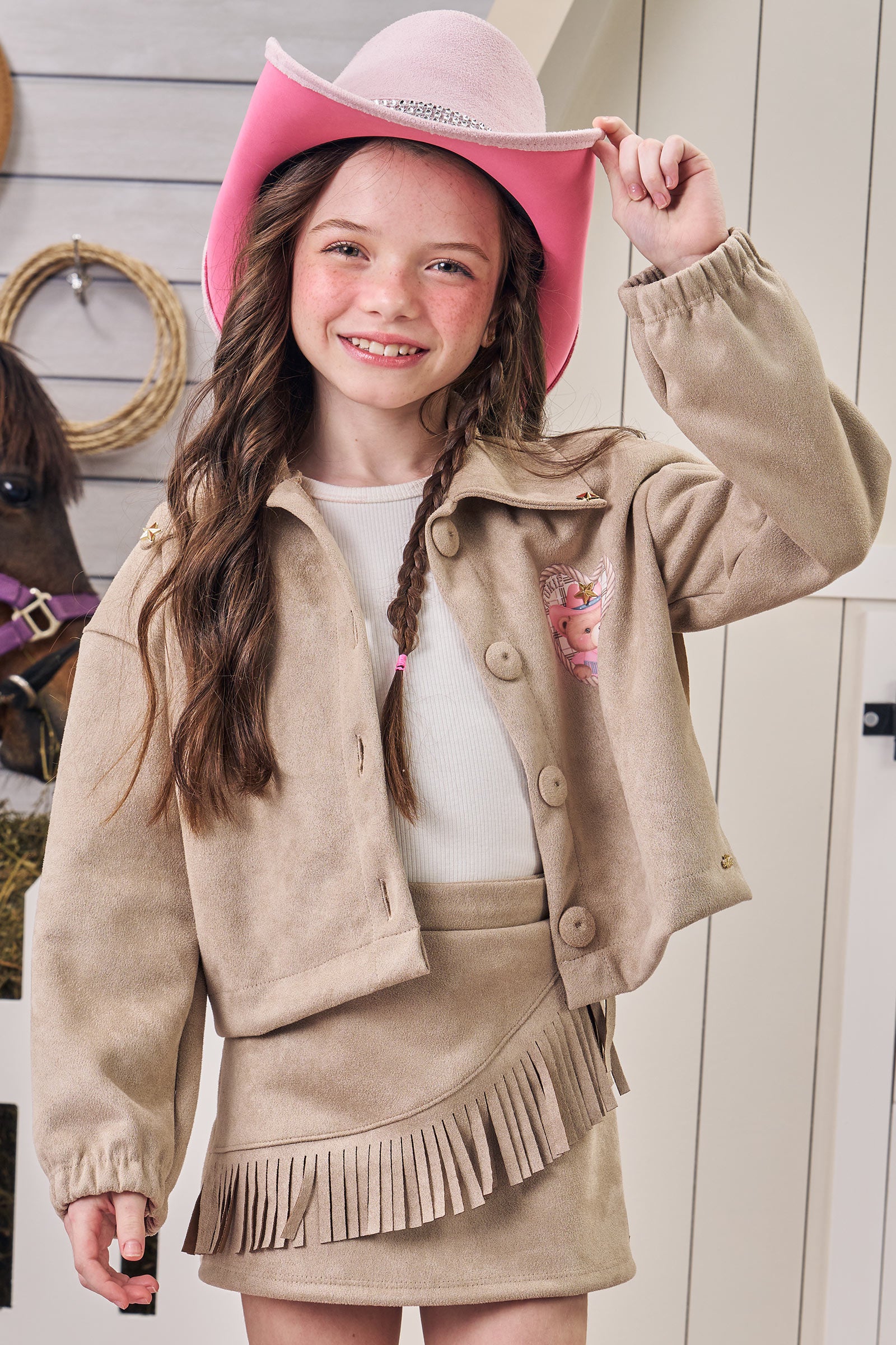 Jaqueta Boxer em Malha New Scuba Suede 80099 Kukiê