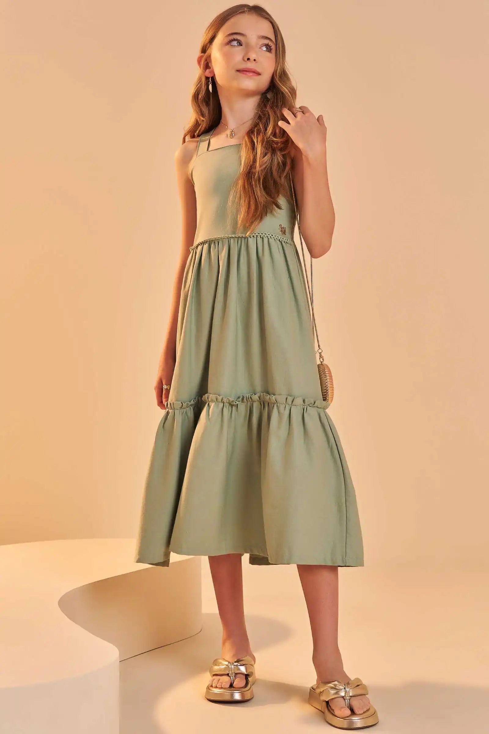 Vestido Midi em Linho Santorine 84811 Lilimoon Teen