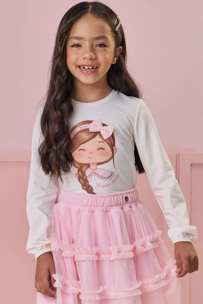 Saia em Tule com Elastano (com Shorts Embutido) 90930 Kukiê Infantil
