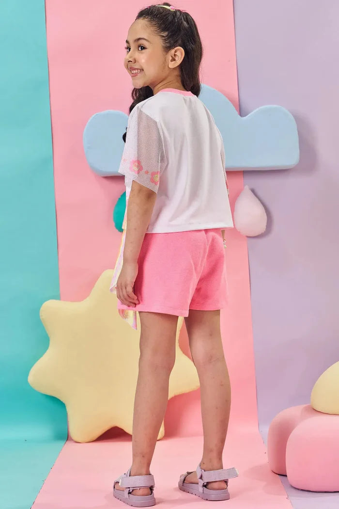 Conjunto de Blusa Boxy Over em Meia Malha e Shorts em Moletom 85805 Kukiê