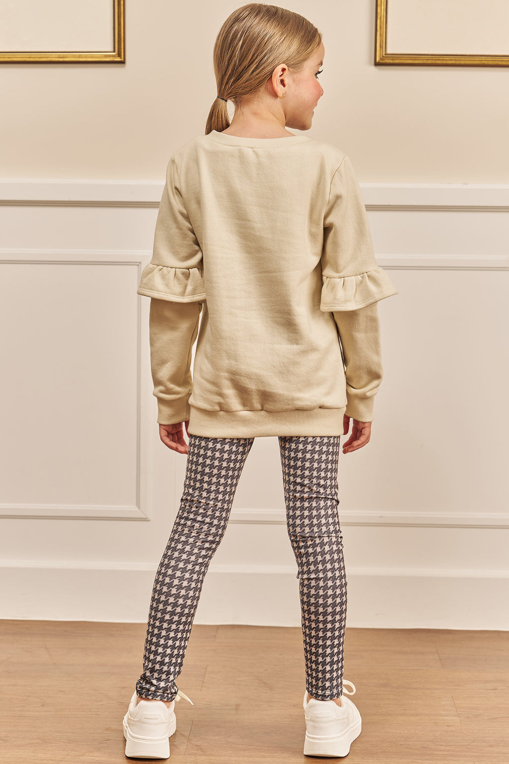 Conjunto de Blusão Alongado em Moletom com Pelúcia e Calça Legging em Termoskin 79631 Kukiê