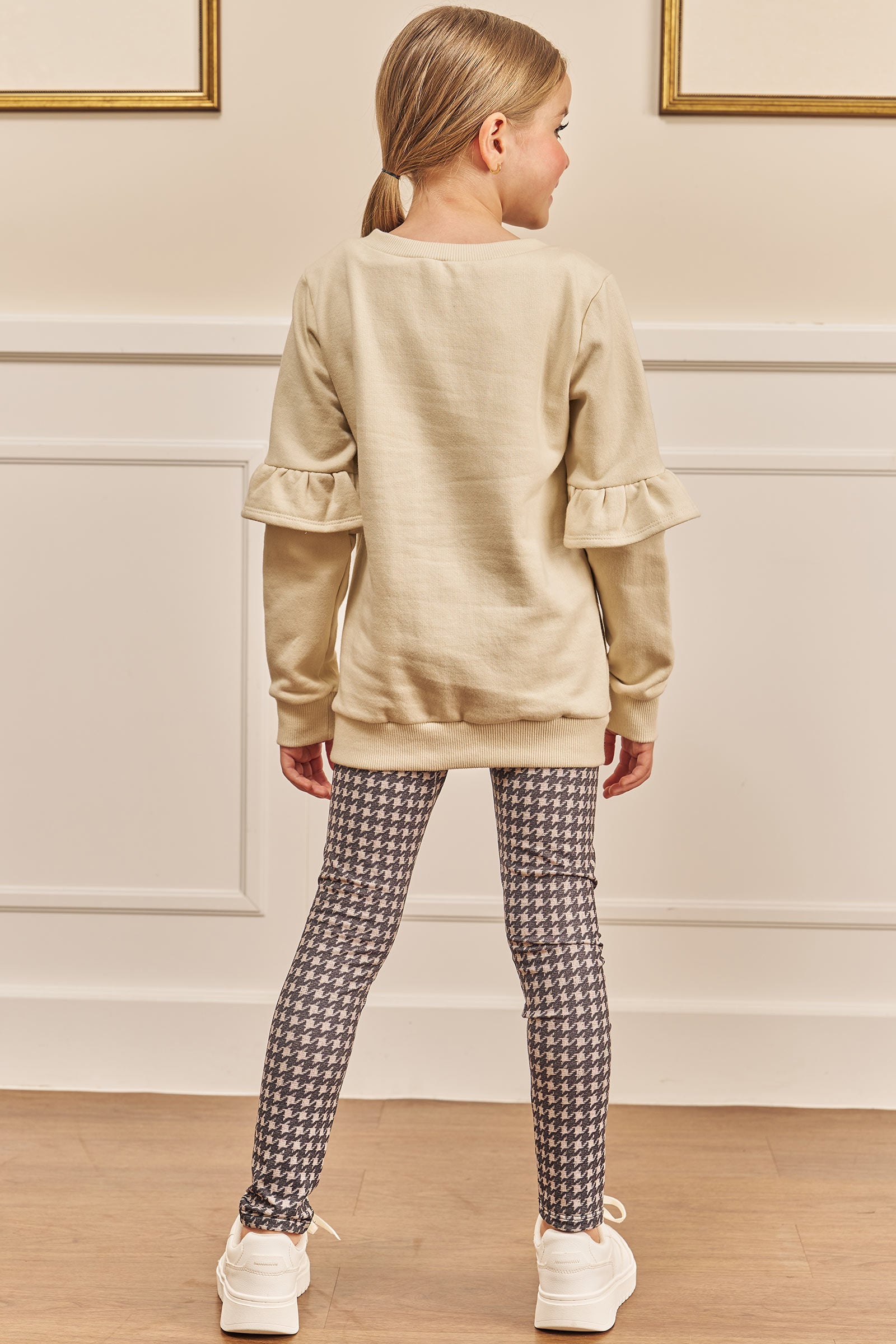 Conjunto de Blusão Alongado em Moletom com Pelúcia e Calça Legging em Termoskin 79631 Kukiê