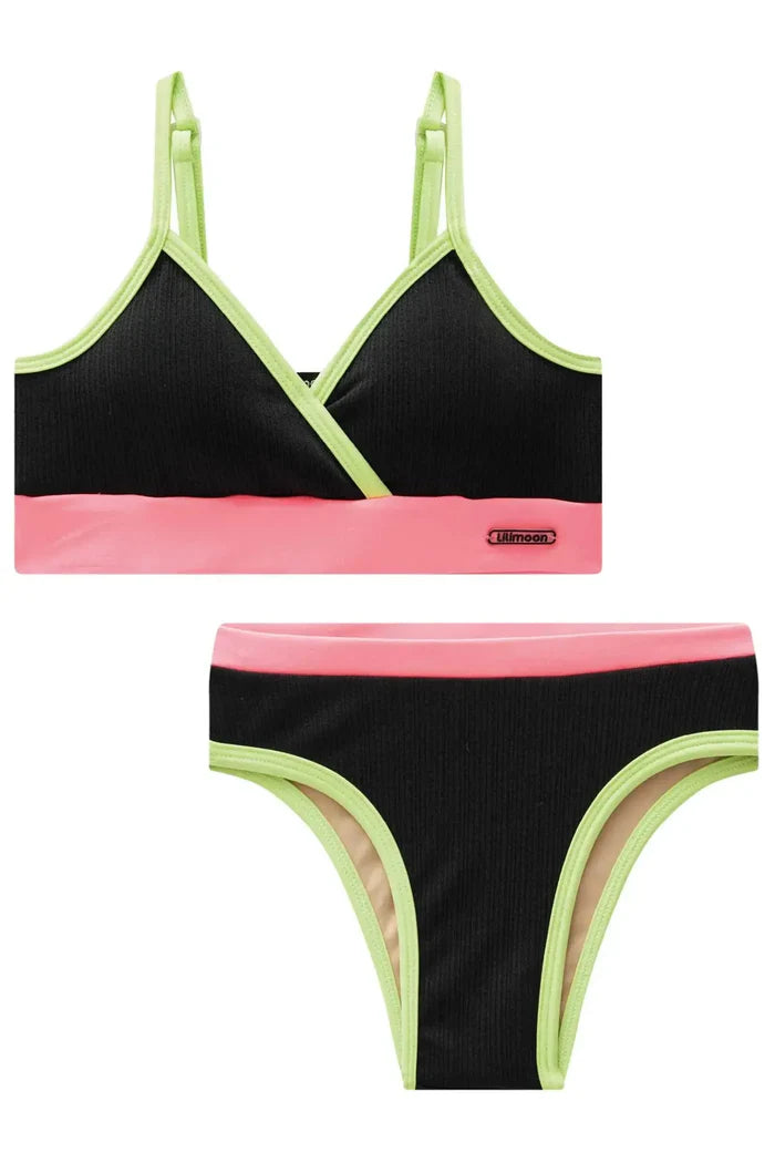 Conjunto de Biquíni com Top Triângulo e Calcinha em Malha Jacquard Textura UV 50+ 85034 Lilimoon Teen