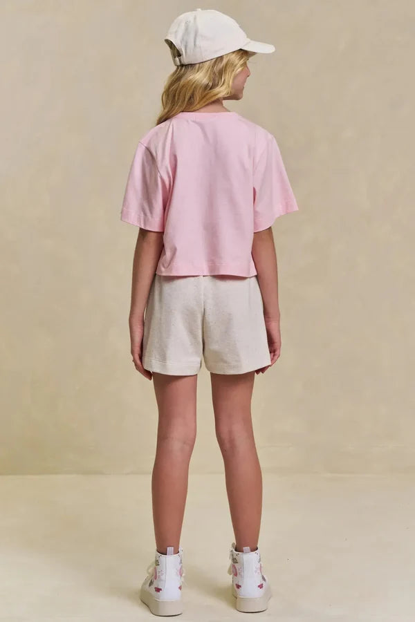 Conjunto de Blusa em Meia Malha e Shorts em Moletom sem Pelúcia 96273 Lilimoon Teen