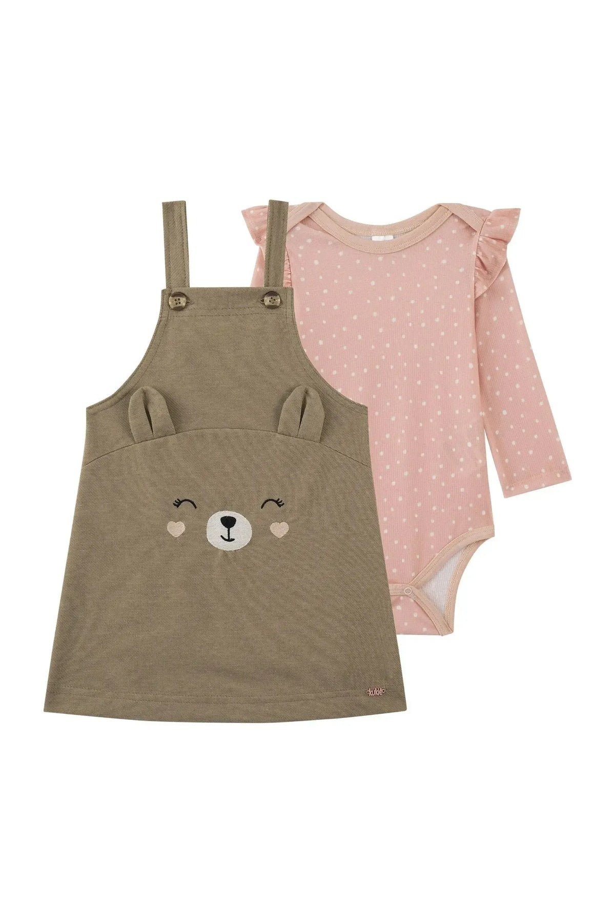 Conjunto de Body em Canelado e Salopete em Cotton Jeans 91886 Kukiê