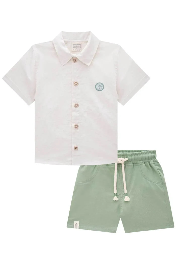 Conjunto de Camisa em Linho Deluxe e Bermuda em Linho Santorine com Elastano 83610 LucBoo
