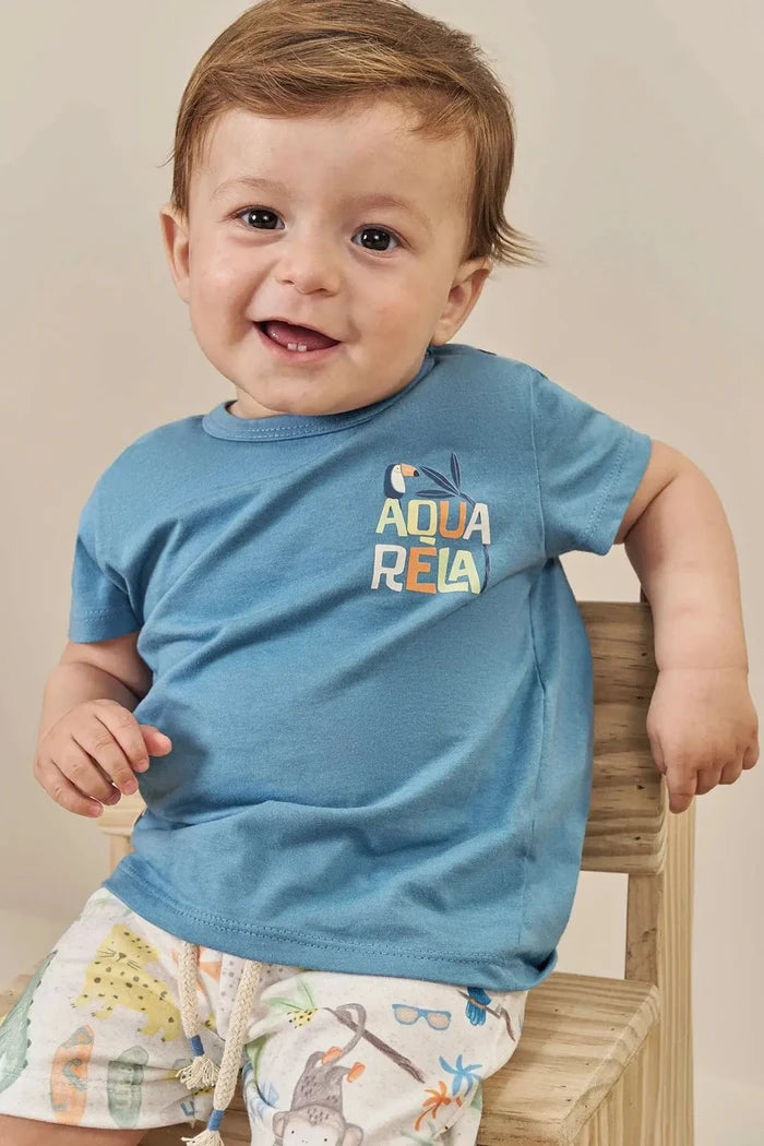 Conjunto de Camiseta em Meia Malha e Bermuda em Molecotton 83841 LucBoo