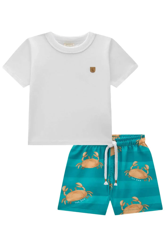 Conjunto de Camiseta em Meia Malha e Bermuda em Nylon Ergonomic com Elastano 85954 LucBoo