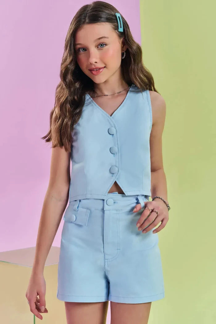 Conjunto de Colete e Shorts em Sarja com Elastano 84284 Lilimoon Teen