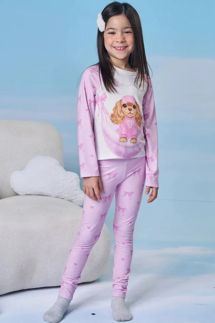 Conjunto de Pijama de Blusa e Calça em Malha Comfy 89272 Kukiê