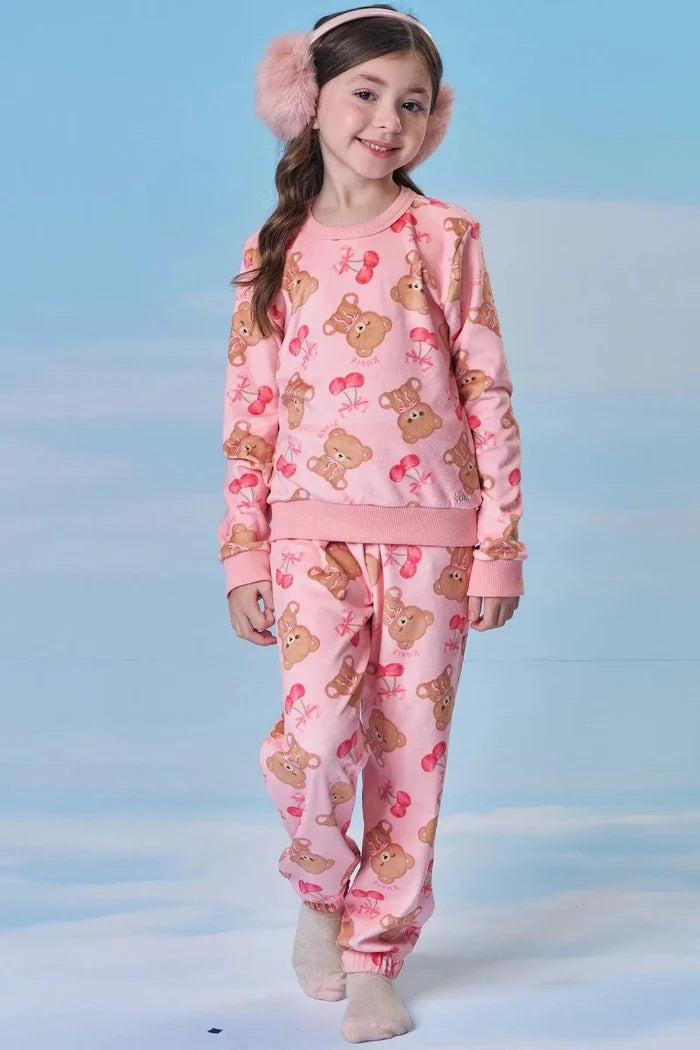 Conjunto de Pijama de Blusão e Calça em Fleece Luxo 89275 Kukiê