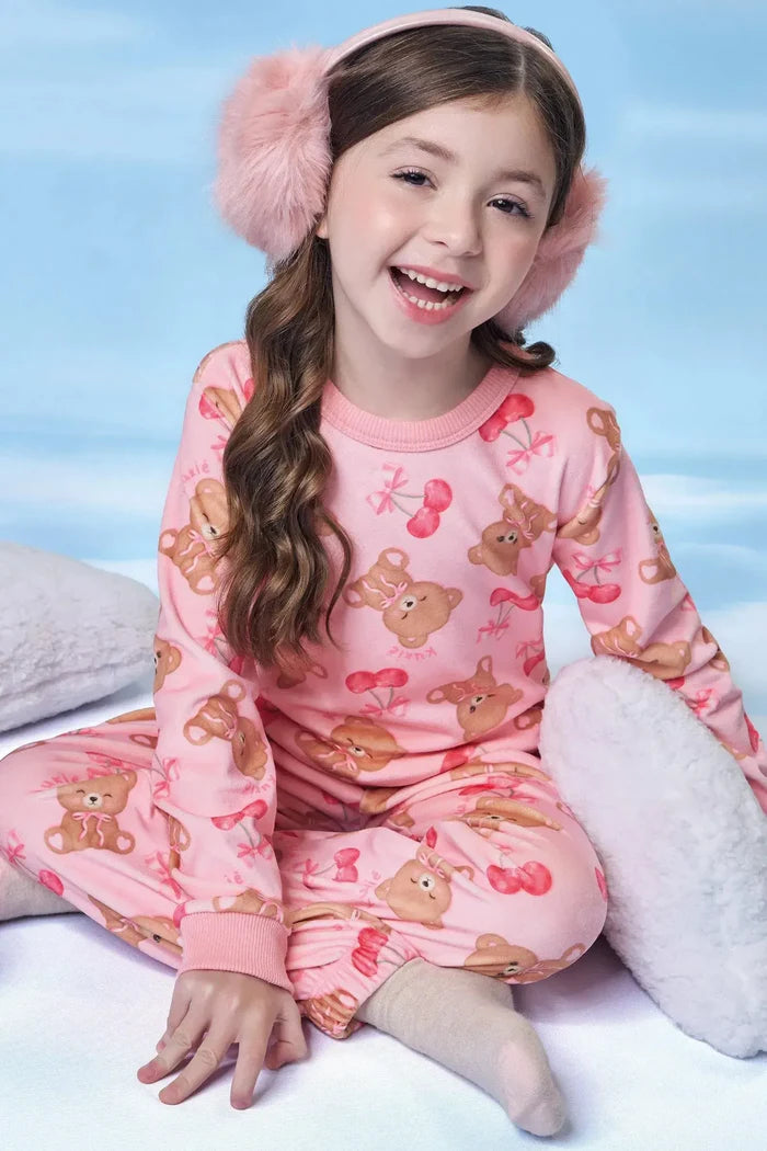 Conjunto de Pijama de Blusão e Calça em Fleece Luxo 89275 Kukiê