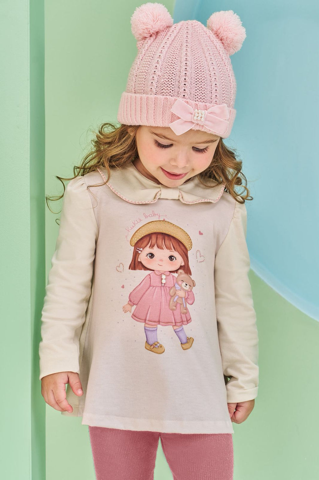 Conjunto de Bata em Cotton e Calça Legging em Canelado 80622 Kukiê