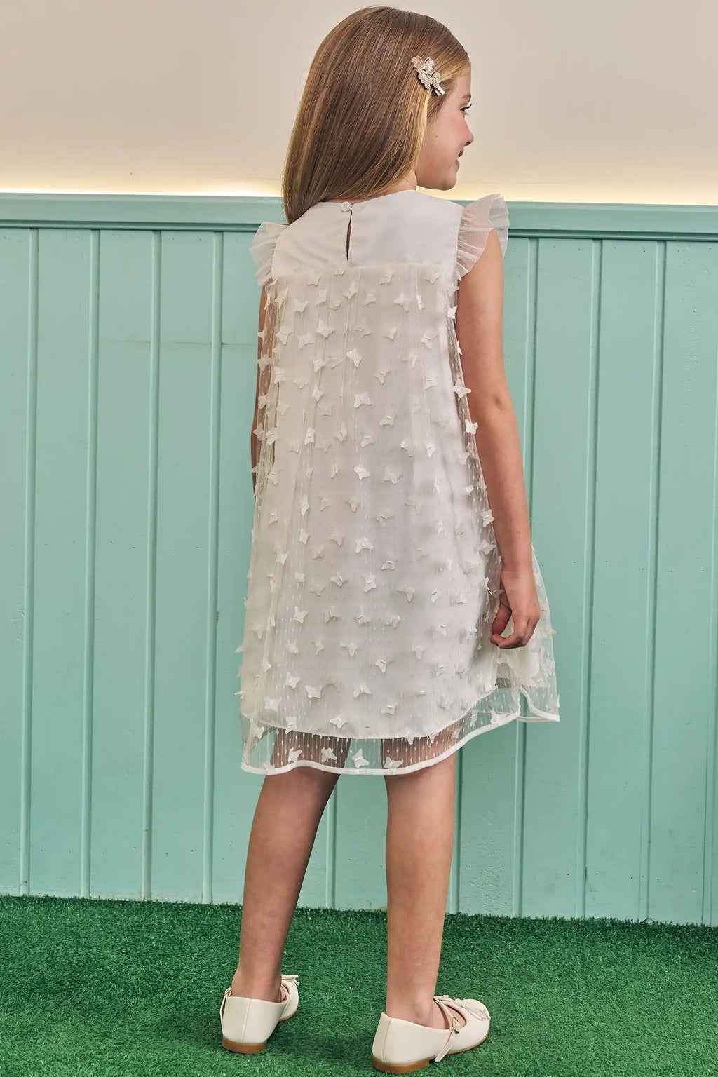 Vestido em Tule Bordado Borboletas 83751 Kukiê