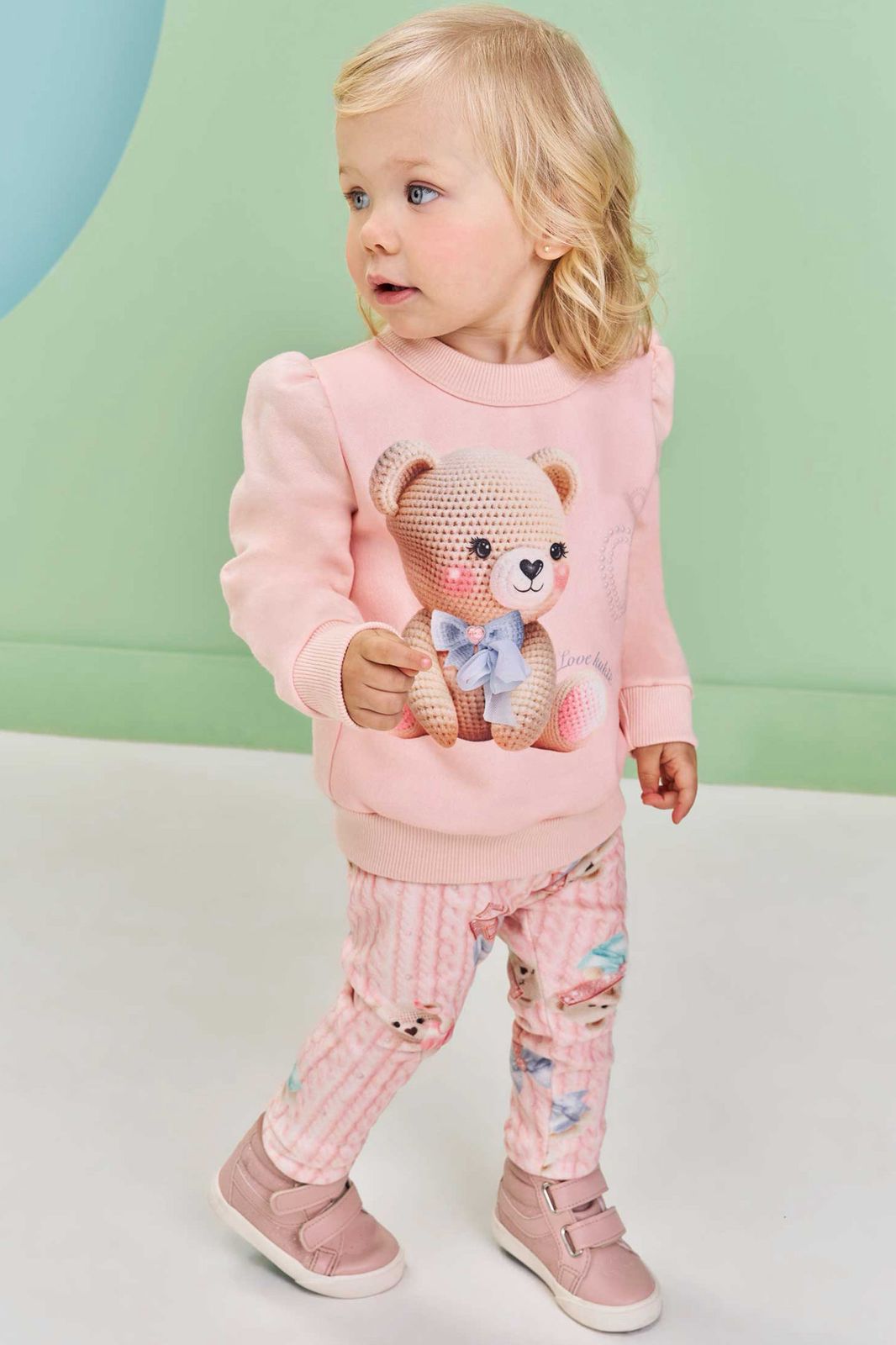 Conjunto de Blusão em Moletom com Pelúcia e Calça Legging em Fleece Luxo 79795 Kukiê